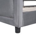 thumbnail image 4 of Eyisean 76.7" Twin Size Velvet Bed Frame with Stripe Shaped Headboard, Modern Upholstered Platform Daybed with Wood Slats Support, No Box Spring Needed, Easy Assembly for Bedroom, Apartment, 4 of 14