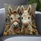 thumbnail image 4 of Short Lint Pillow Cover 18inch Cute Two Donkeys Embroidery Decorative Throw Pillowcase For Sofa Bedroom Living Room Home Decoration, 4 of 6