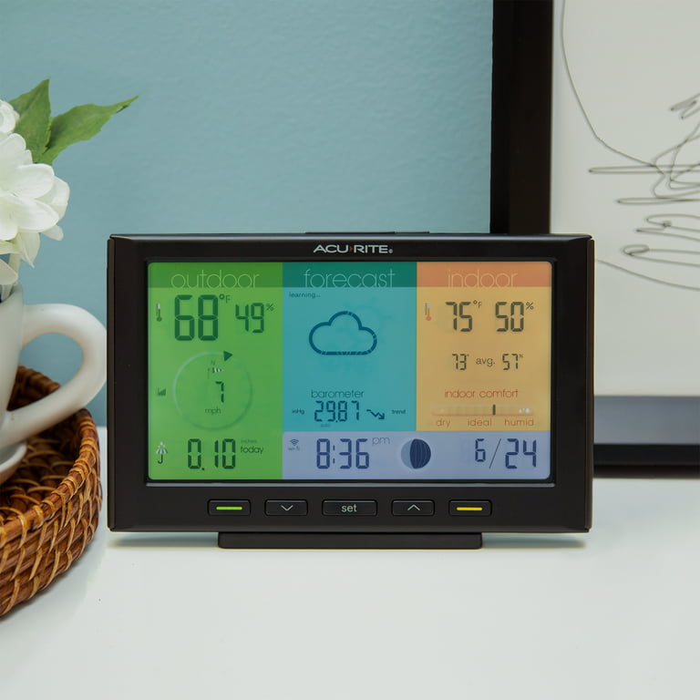 AcuRite Weather Station Forecaster for Indoor/Outdoor Temperature and  Humidity and Lightning Detection with Built-In Barometer