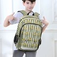 thumbnail image 6 of FORMRS Kids Backpack for School Unisex 17" Casual Bookbag Travel Daypack with Compartment Pockets, Green Stripe Flowers, 6 of 7