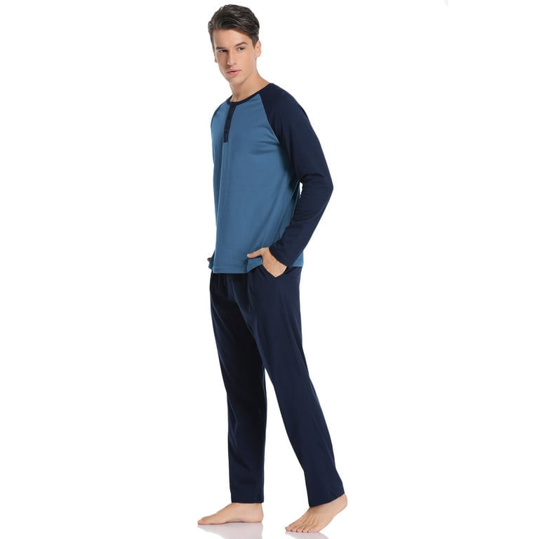 Hawiton Men s Pajama Set Long Sleeve Sleepwear Lounge Nightwear