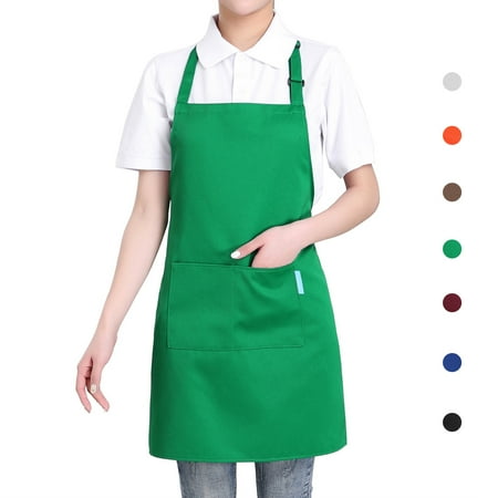 

Esonmus Adults Polyester Kitchen BBQ Restaurant Apron with Adjustable Neck Belt 2 Pockets for Cooking Baking Gardening