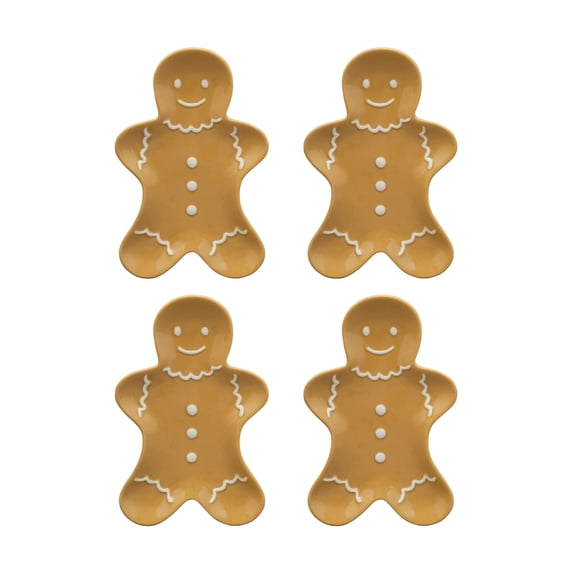 Holiday Time Gingerbread Man Appetizer Plates, 4-Pack