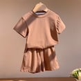 thumbnail image 2 of yillto Girls Summer Outfits 2 Piece Sets Short Sleeve Crewneck Shirts Tops and Shorts with Pockets, 2 of 6