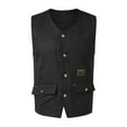 thumbnail image 4 of GZWYHT Mens Tank Tops,Sleeveless Shirts Mens Summer Vintage Tooling Vest Sleeveless Vest Outside Wear Folded Vest Jacket Vest for Men,Men Clothing Black XXL, 4 of 5