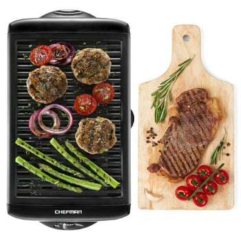 Chefman Electric Smokeless Indoor Grill with Non-Stick Coating & Temperature Control, Black