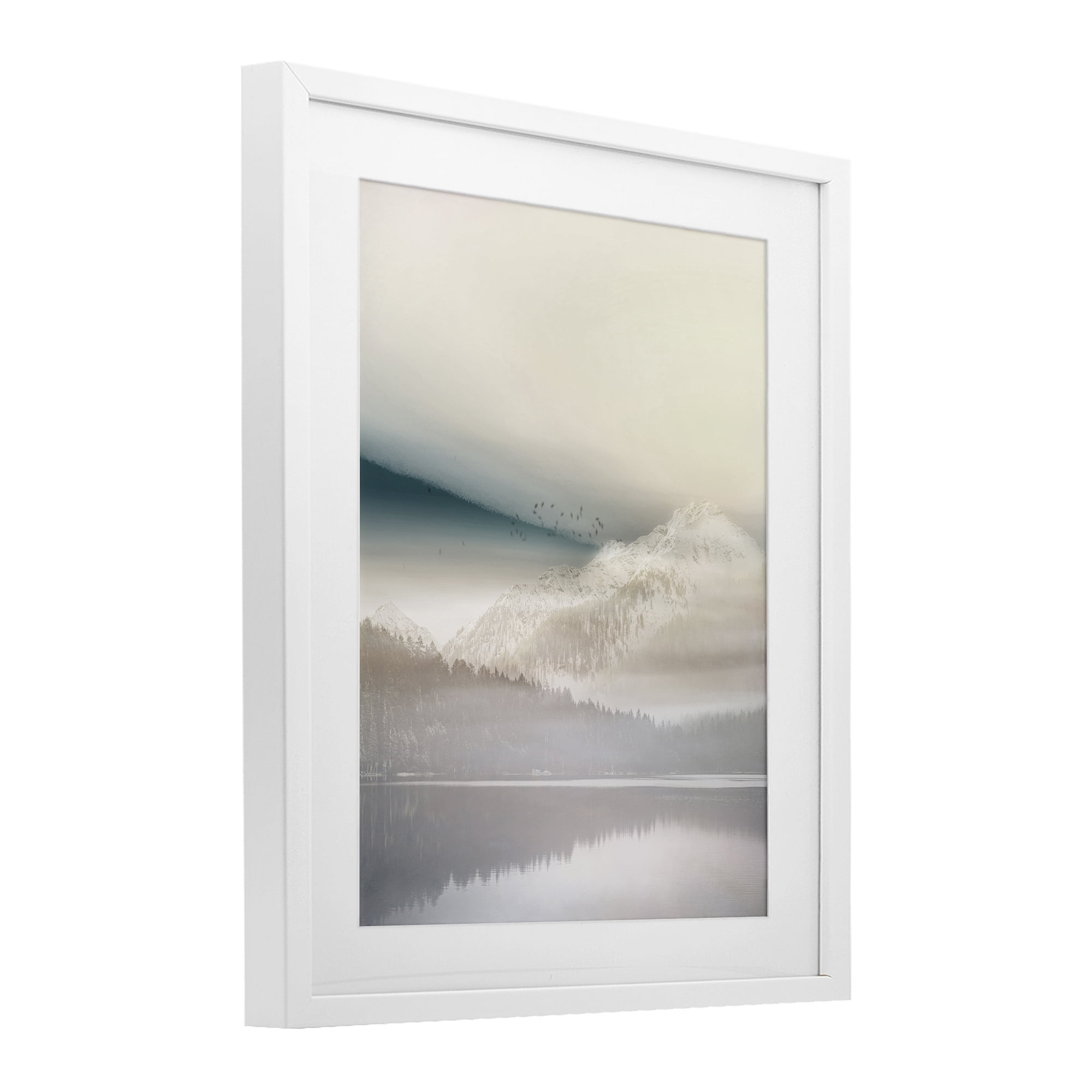Stupell Industries Mountainous Vanilla Landscape White Framed Print Under Glass, design by Gemma Bardot