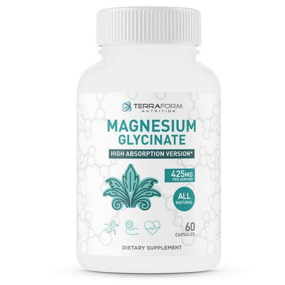 Advanced Magnesium Glycinate Capsules 425mg per Serving, 100% Chelated, 30 Servings – Promotes Restful Sleep, Relaxation & Heart Health – USA – 1 Month
