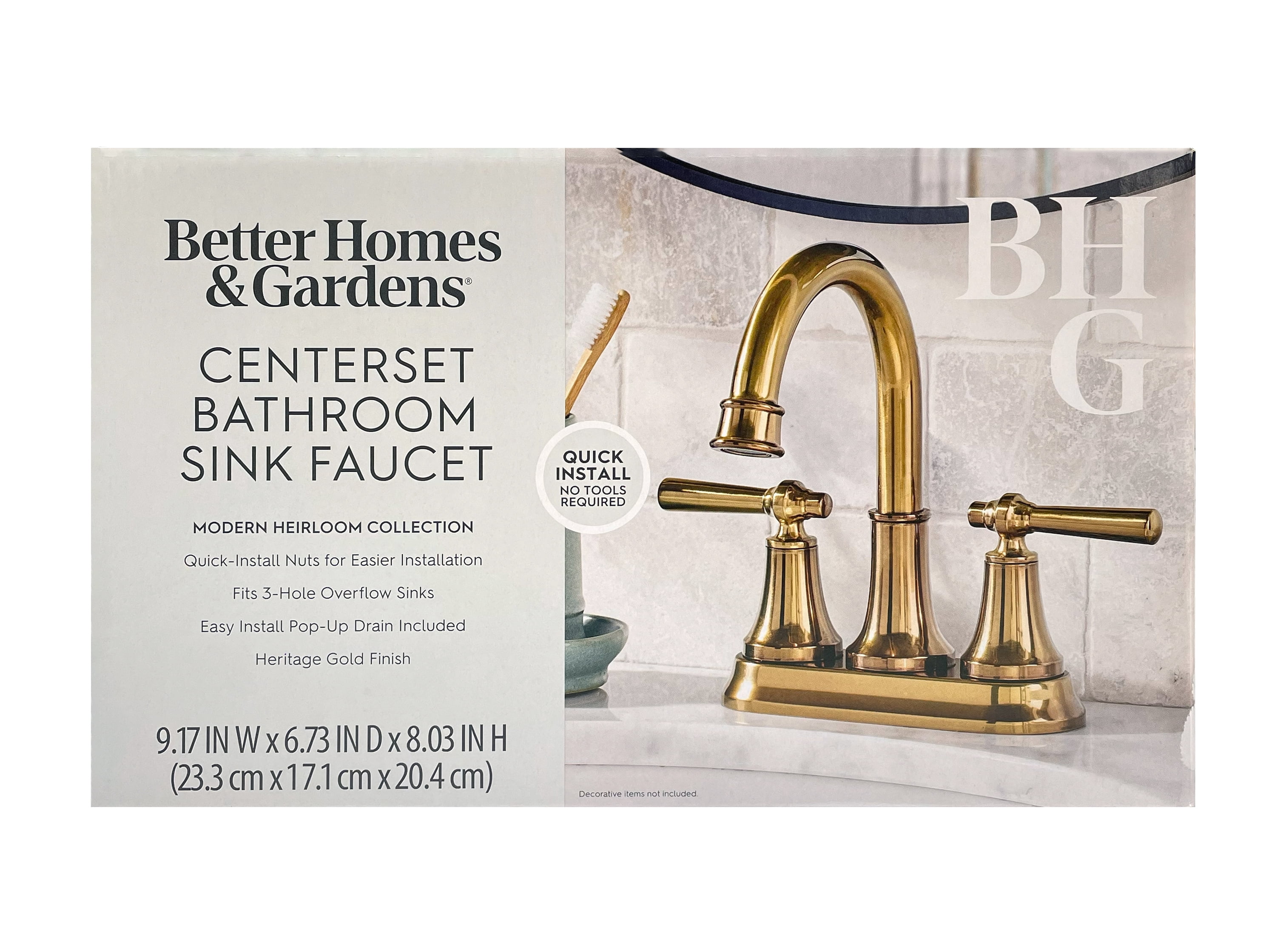 Better Homes & Gardens Modern Heirloom 4" Centerset Bathroom Faucet in Heritage Gold