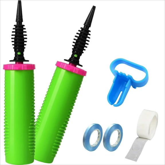 Balloon Pump Hand Two-Way Dual Action inflate 2Pack and Balloon Tying Tool in One, Handheld Air Pump Portable Manual Balloons Inflators for Party with Extra Accessories (Green)