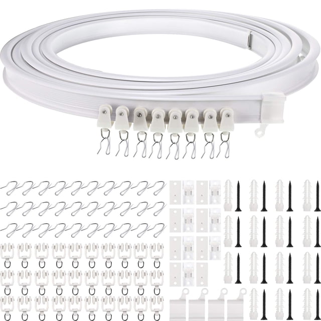 Riel de cortina curvo de techo flexible, montaje de cortina de techo flexible, riel curvo de ventanas suaves (blanco, 5 metros/16,4 pies)