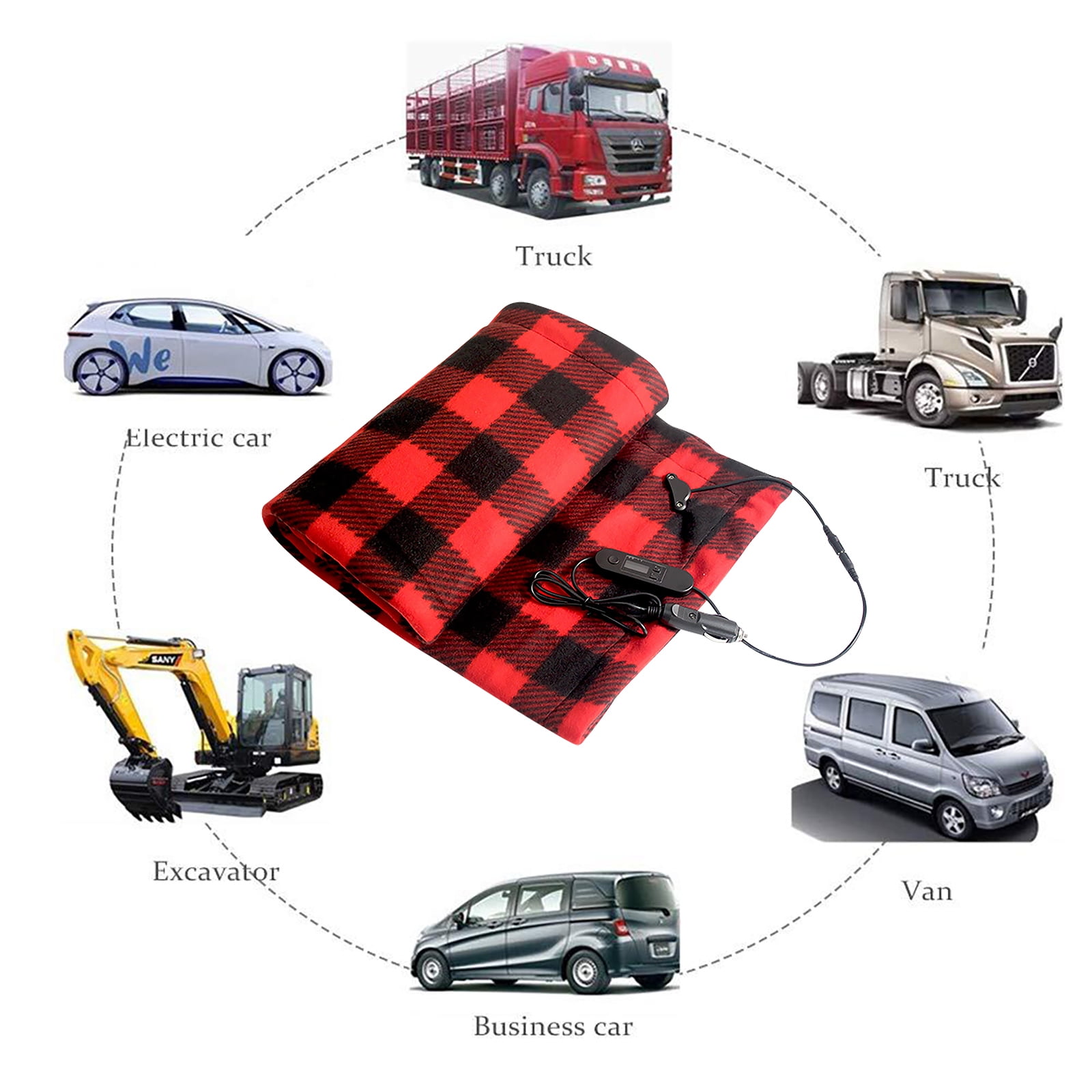 Mymisisa Electric Car Blanket Heated Fleece Travel Throw with Timer (Black  Red) | Walmart Canada