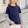 thumbnail image 4 of JFOPQVSM Fake-Two Piece Patchwork Long Sleeve Basic Tees Girls Boys Long Sleeve Baseball Raglan T-Shirt Cotton Baby,Toddler, 4 of 6