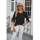 thumbnail image 3 of Blusa de mujer, elegante escote en V, mangas 3/4, blusas casuales, tops tipo túnica, 3 of 8