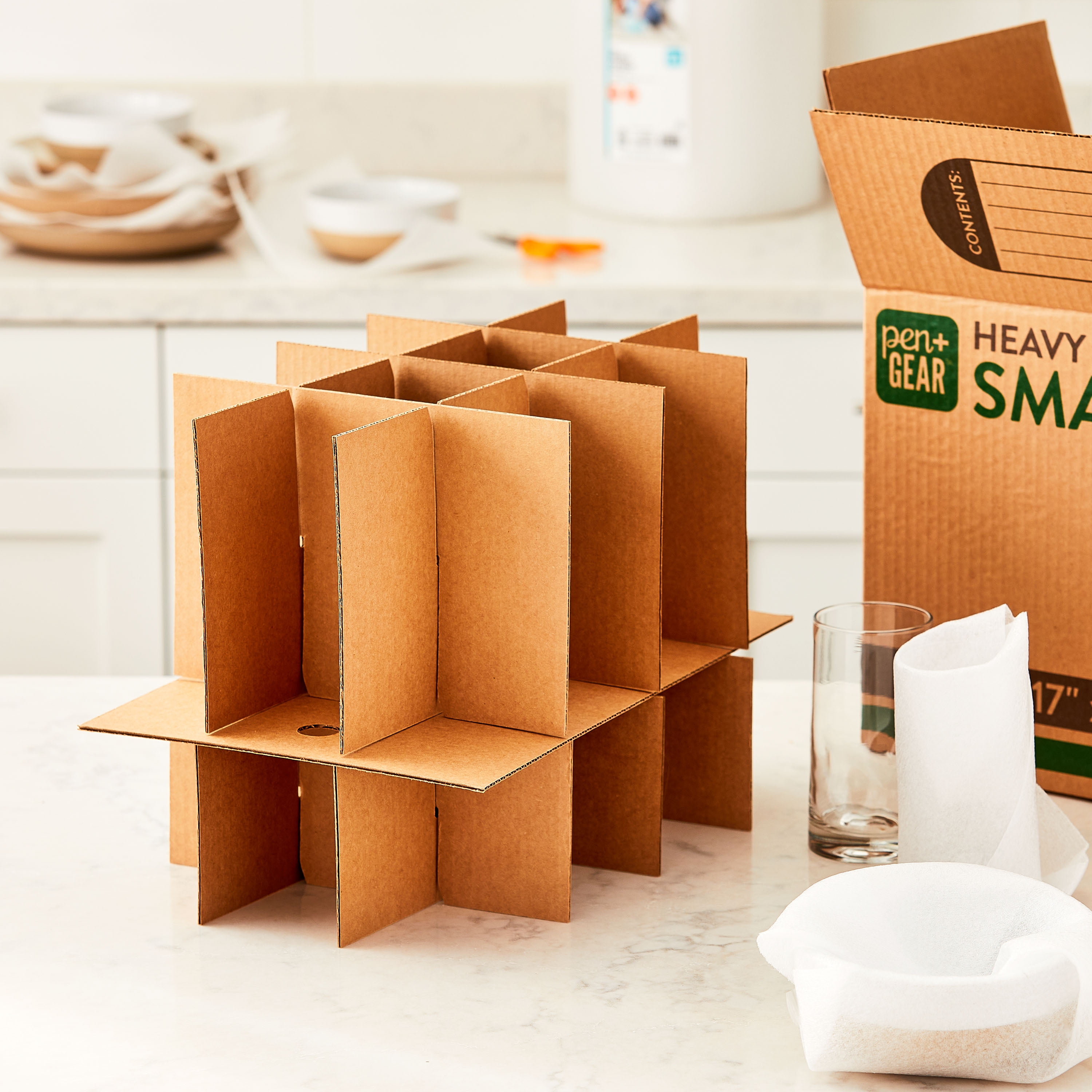 Pen+Gear Glass Packing Kit with Partitions, Fits Small Box (17"11"12.25")