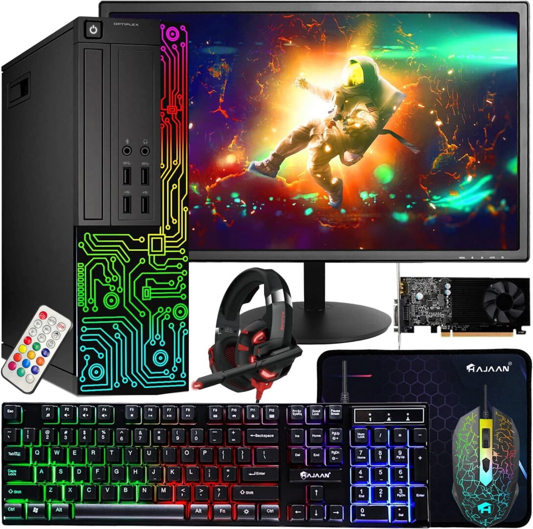 Dell Desktop PC, Core i7-3770, 16G RAM, 512G SSD, HDMI, 24 Inch Monitor, RGB Keyboard Mouse Headset, WiFi, Windows 11 Pro