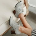 thumbnail image 4 of Mepaouo Women's Ankle Boots Lace-up Round Toe Low Heel Dress Booties Comfortable Formal Work Shoes, 4 of 7