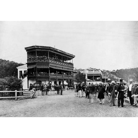 Hong Kong Racecourse C1875 Na View Of The Grandstand At The Racecourse In Hong Kong Photographed C1875 Rolled Canvas Art