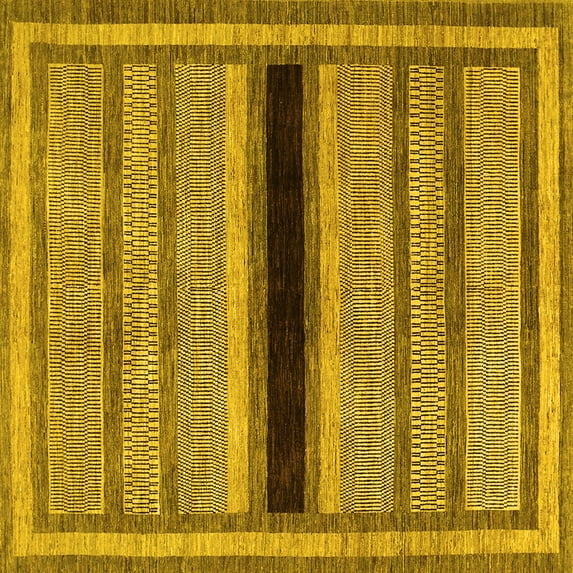 Ahgly Company Indoor Square Abstract Yellow Contemporary Area Rugs, 4' Square