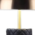 thumbnail image 3 of Benjara Aria 21" Table Lamp- Dome Shade- Round Base- Black Faux Leather- Brass, 3 of 7