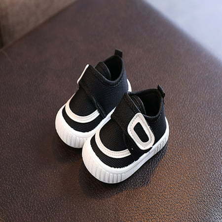 BYHONG Mesh Shoes Shoes Loafers Flying Color Toddler Woven Baby Sports Solid Baby Shoes Comfort Baby Girl Shoes Black 18