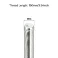 thumbnail image 2 of Uxcell Fully Threaded Rod M16 x 100mm 2mm Thread Pitch 304 Stainless Steel Right Hand Threaded Rods Bar Studs 2 Pack, 2 of 6