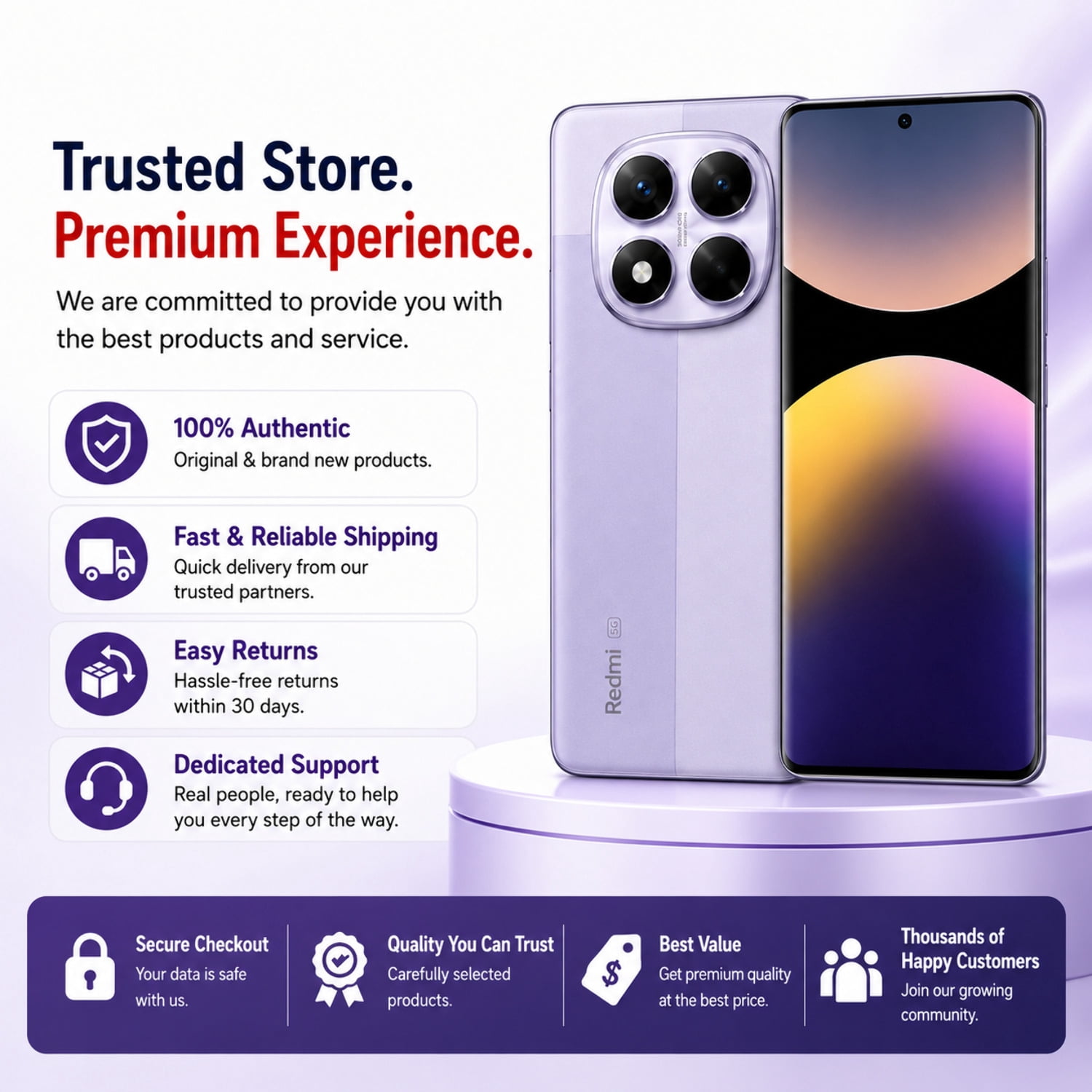 Xiaomi Redmi Note 14 Pro 5G 512GB ROM 12GB RAM Dual SIM GSM Unlocked - Lavender Purple