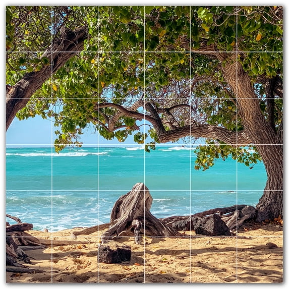 Picture-Tiles.com: Beach Ceramic Tile Wall Mural WAL500099-66XL. 72"W x 72"H using (36) 12" x 12" Ceramic Tiles-Satin Finish