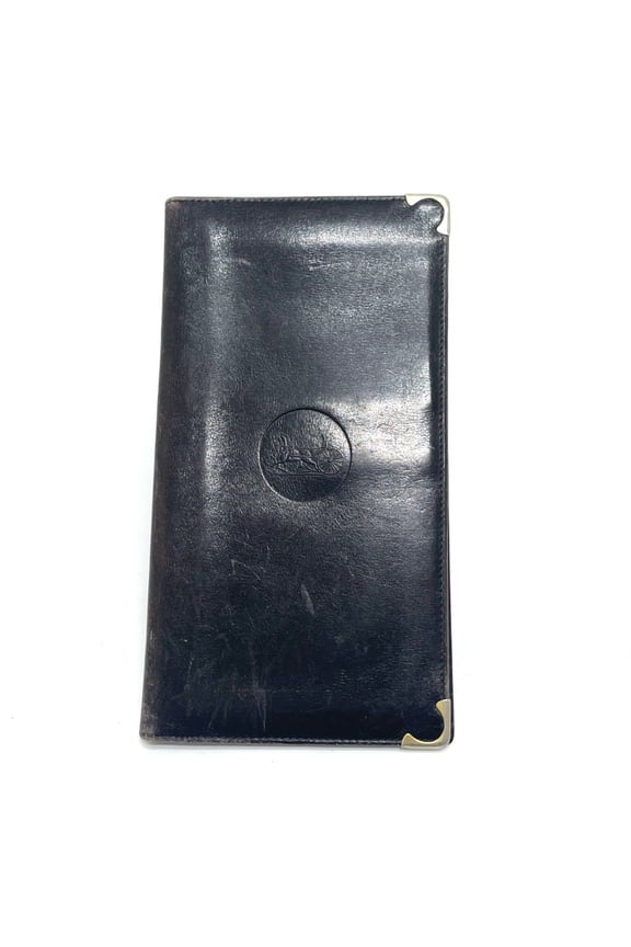 Pre-Owned CELINE Carriage logo Bill Compartment Long Wallet Black (Good)