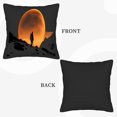 thumbnail image 6 of Set of 2 18x18in Throw Pillow Covers - Vibrant Orange Moon Design Perfect for Couch Bed or Car - Adds Warmth and Style, 6 of 8