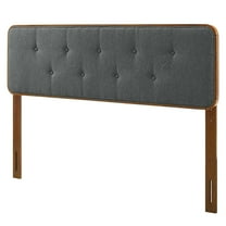 Tufted Headboard, Full Size, Wood, Fabric, Brown Walnut Grey Gray, Modern Contemporary Urban Design, Bedroom Master Guest Suite