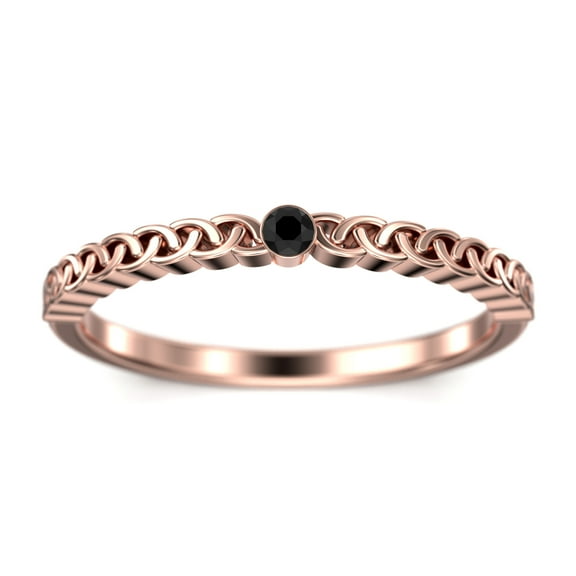 0.05ct Black Diamond Moissanite Twist Wedding Ring 10K Rose Gold