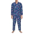thumbnail image 3 of Picia Plants And Flamingos Pattern Men’s Long-Sleeve Sleepwear Set - Soft 2-Piece Loungewear with Pockets, Comfy PJs for Relaxing Nights-X-Large, 3 of 7