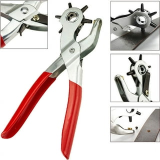 1pc Red/silver Portable Leather Belt Hole Puncher Tool For Diy