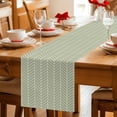 thumbnail image 5 of Sage Green Geometric Table Runner - 60 Inch Long Minimalism Solid Color Striped Lines Cotton and Linen Blended Dress Scarves Farmhouse Table Runner for Kitchen Dining, Coffee Table, 13" x 60", 5 of 8