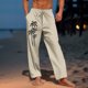 thumbnail image 1 of Pantalones largos de verano para hombre, estampados, de playa, con cordón elástico y cintura media, cortos, 1 of 6