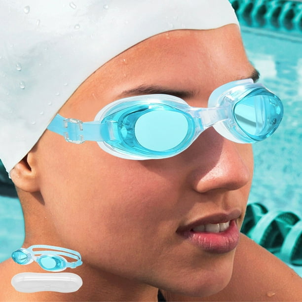 Swimming Goggles for Men and Women | Comfortable Adjustable Silicone Strap | Anti-Fog Clear Vision for Pool Diving | Leak-Proof Soft Gaskets | Black Purple Pink Blue | 1 Pack | 17x4.2x4cm