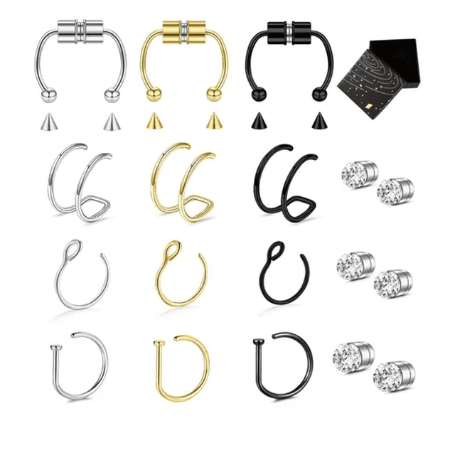 15pzs Anillo Xtellar Piercing Falso Nariz
