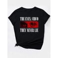 thumbnail image 3 of Casual Stylish Top for Black Women Featuring a Round Neck And Short Sleeves with Boxy Eye Letter Prints., 3 of 7