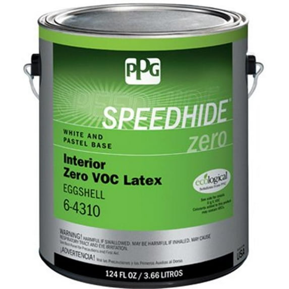 Pittsburgh Paints 6-4310XI-01 1 gal Speedhide Zero Interior Eggshell Latex Paint, White & Pastel Base - Pack of 4