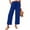 Blue, variant on Womens Summer Pants Wide Leg Pants Women Casual Palazzo Drawstring Elastic Waist Trousers with Pockets For Beach Vacation Clothes Solid Color, Size S-2X