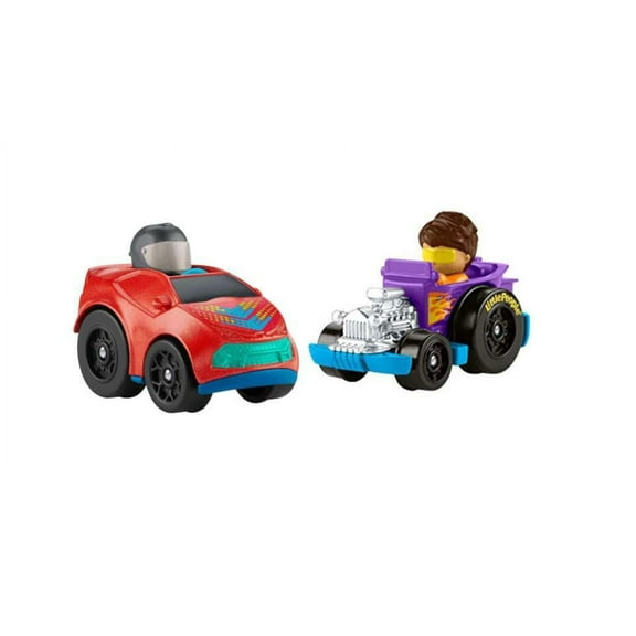 Fisher-Price Little People Wheelies Race Car Bundle of 2, Children Play Vehicles