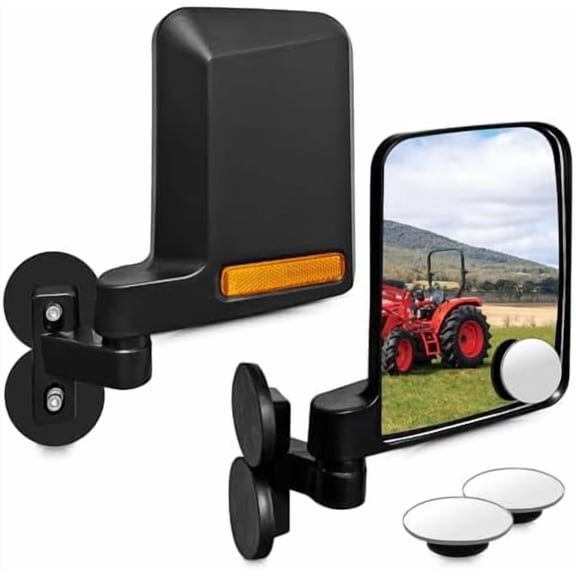 Universal Tractor Side Mirrors Included Blind Spot Mirror Compatible with Forklifts, Lawn Movers Kubota B BX Mahindra Tractor Accessories with Rubber Coated Magnetic Mounting Base
