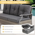 thumbnail image 4 of Outdoor Patio Furniture Set, 7 Pieces Outdoor Conversation Sets with Coffee Table, Side Table & Ottoman, Wicker Rattan Outdoor Sectional Sofa Set for Backyard, Deck, Porch, Poolside, Gray, 4 of 5