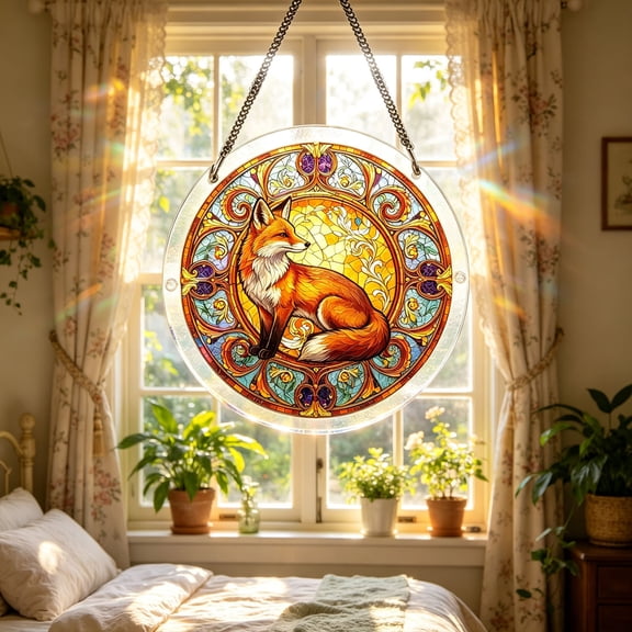 Guodhu Acrylic Puzzle Sun Catcher Fox 3D Crystal Puzzle Wall Hanging 100 Pieces 7.4 Inch Window Suncatcher Rainbow Maker for Home Office Mixed Material(multicolour U)