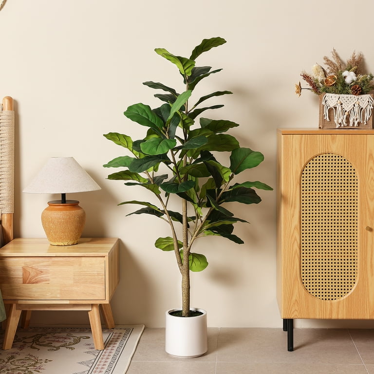 DR.Planzen 4.5ft Artificial Fiddle Leaf Fig Tree, Tall Faux Ficus