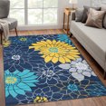 thumbnail image 2 of Hasoo 5' x 7' Area Rug for Living Room Vintage Floral Thin Carpet Traditional Non-Slip Rug Foldable Indoor Rug for Bedroom Kitchen Blue, 2 of 6