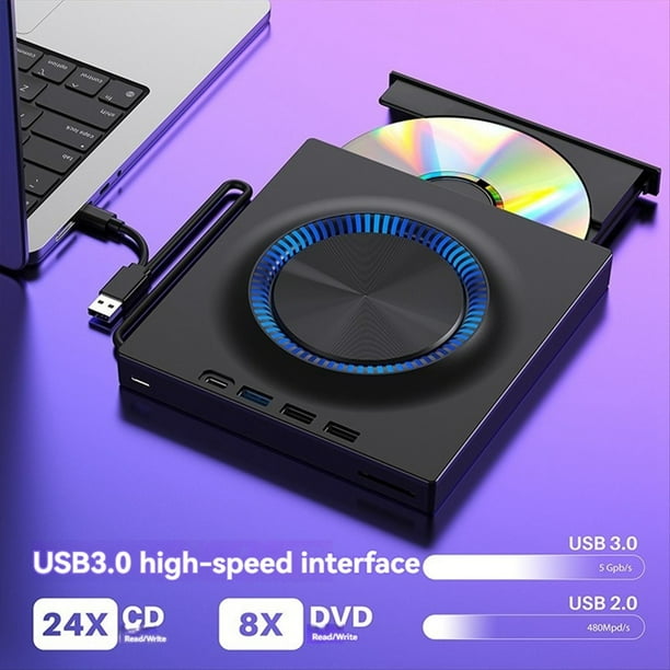 Unidad Óptica Externa USB CD Portátil Reproductor de DVD Quemador Tarjeta de Expansión Escritorio Externo Ordenador Portátil Grabación