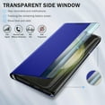 thumbnail image 4 of for Samsung Galaxy S23 Ultra 5G Case Clear View Window Smart Slim for Samsung S23 Ultra Case Luxury Mirror Hard PC Kickstand Leather Flip Shockproof Galaxy S23 Ultra Cover (Sky Blue), 4 of 14