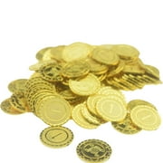 GOLD COINS PLASTIC COINS GAM 100pcs Plastic Gold Coins for Games Halloween Party Props